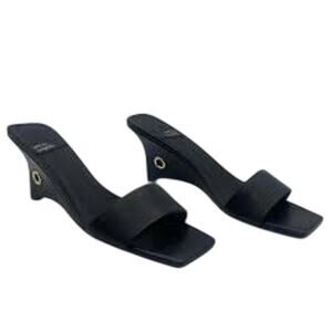 Anthropologie JEFFREY CAMPBELL Black Mule Sandal w Grommets Size 7.5 Slide Shoe